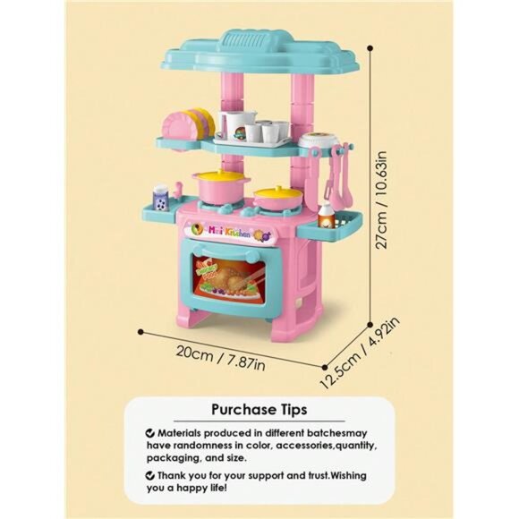 Kids Mini Kitchen Cooking Toy Set Pretend Cooking Food Play Boys Girls Gift - Picture 3 of 7